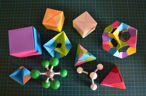origami, geometria, metà, ciència