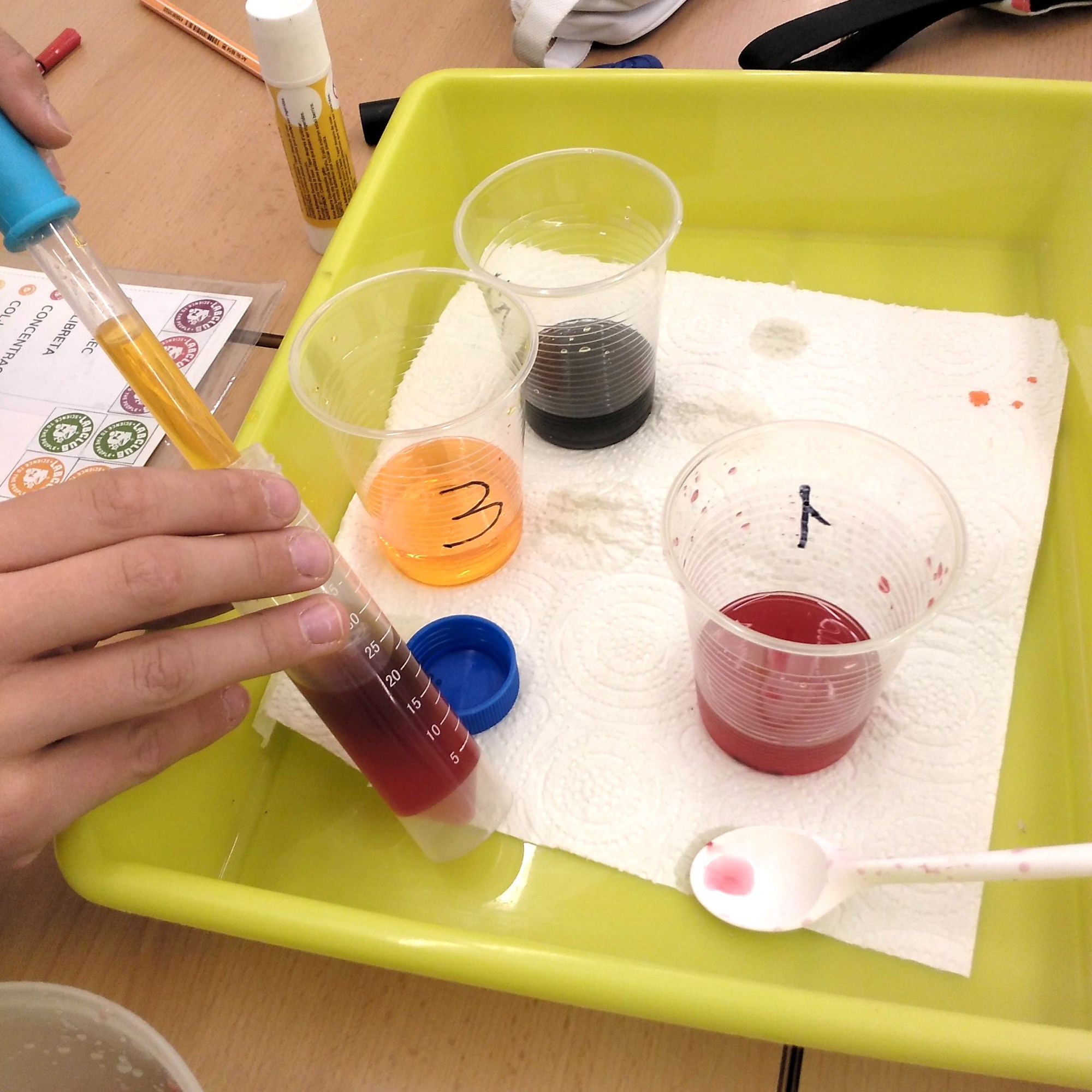 Tallers extraescolars química-física densitat dels líquids STEAM